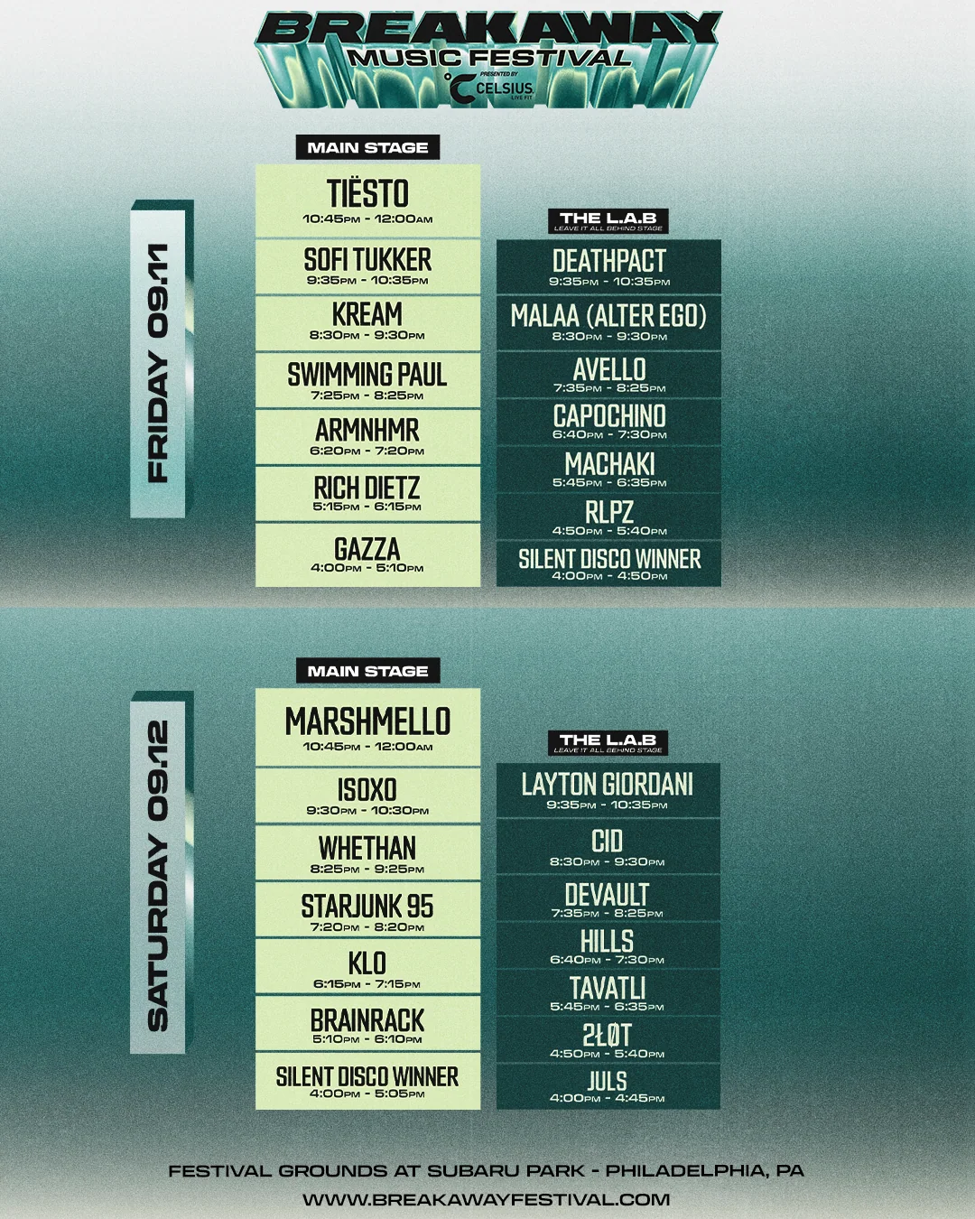 Official Breakaway Philadelphia: Philadelphia area, 2026 lineup poster