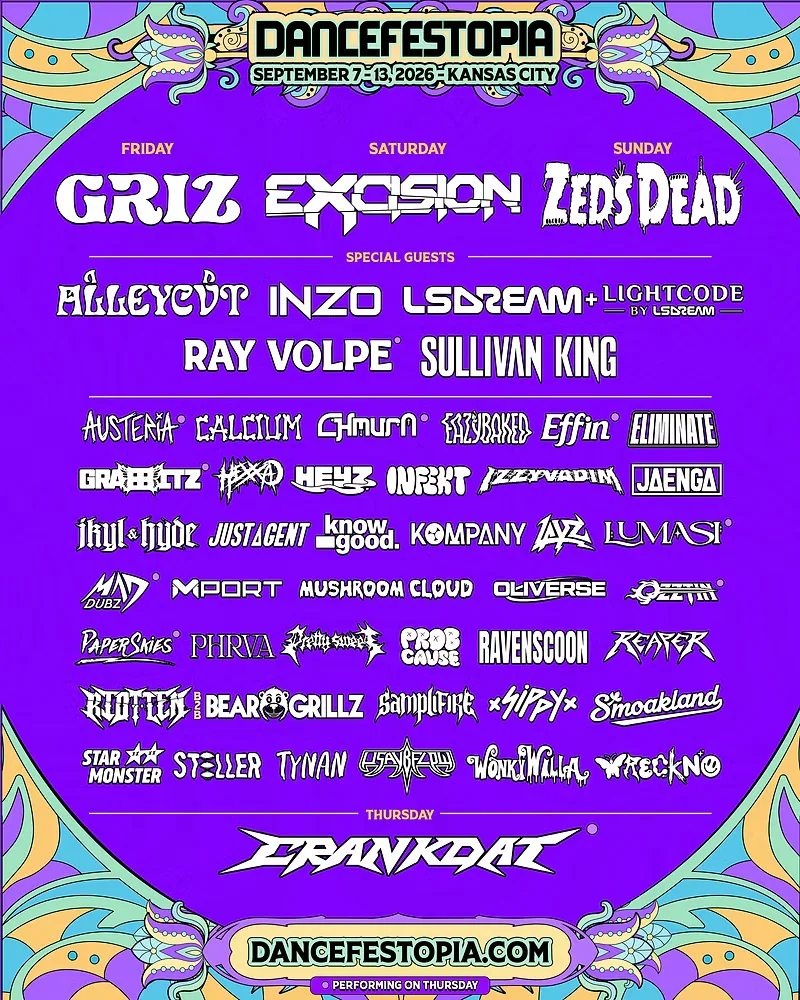 Official Dancefestopia: Kansas City area, 2026 lineup poster